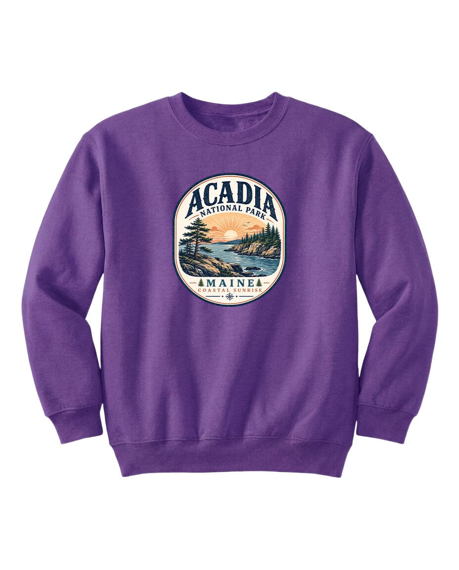 YOUTH Acadia National Park Badge Chest Logo T Shirt | Hoodie | Long Sleeve | Sweatshirt | Crew Neck | Tank Top 2 Fiesta Doodle waterproof vinyl sticker. dishwasher safe outdoor sticker.