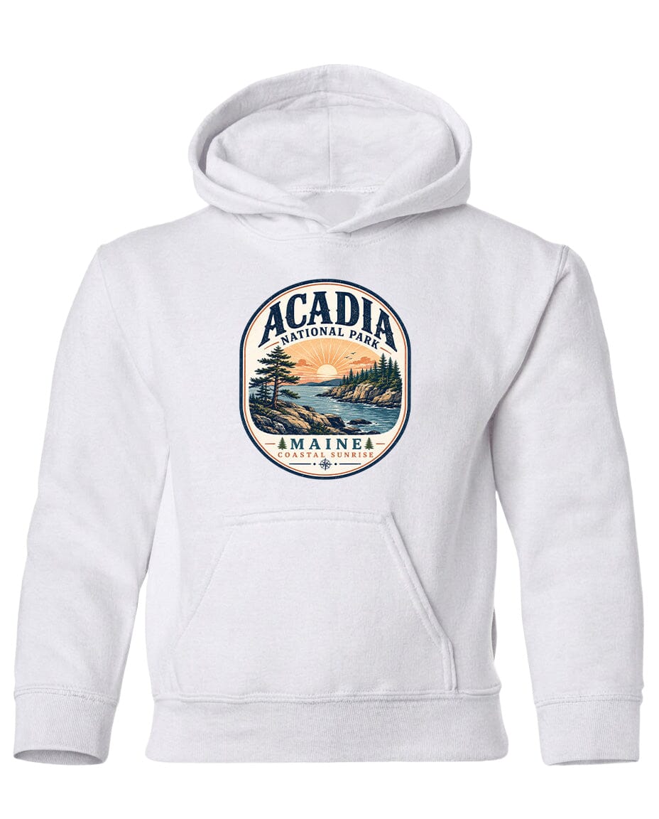 YOUTH Acadia National Park Badge Chest Logo T Shirt | Hoodie | Long Sleeve | Sweatshirt | Crew Neck | Tank Top 2 Fiesta Doodle waterproof vinyl sticker. dishwasher safe outdoor sticker.