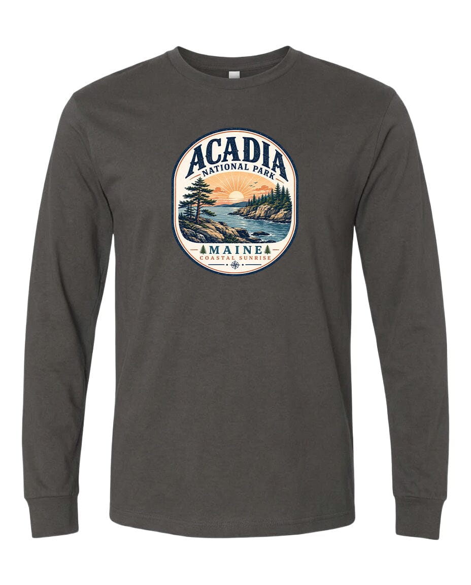 YOUTH Acadia National Park Badge Chest Logo T Shirt | Hoodie | Long Sleeve | Sweatshirt | Crew Neck | Tank Top 2 Fiesta Doodle waterproof vinyl sticker. dishwasher safe outdoor sticker.