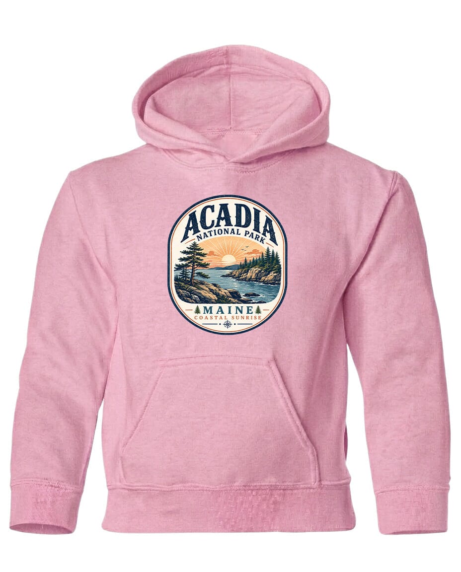 YOUTH Acadia National Park Badge Chest Logo T Shirt | Hoodie | Long Sleeve | Sweatshirt | Crew Neck | Tank Top 2 Fiesta Doodle waterproof vinyl sticker. dishwasher safe outdoor sticker.