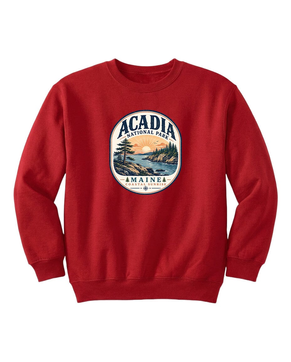 YOUTH Acadia National Park Badge Chest Logo T Shirt | Hoodie | Long Sleeve | Sweatshirt | Crew Neck | Tank Top 2 Fiesta Doodle waterproof vinyl sticker. dishwasher safe outdoor sticker.