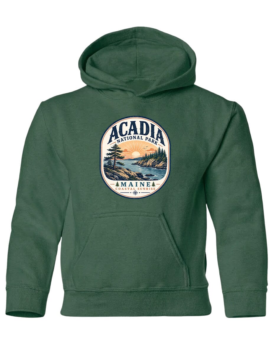 YOUTH Acadia National Park Badge Chest Logo T Shirt | Hoodie | Long Sleeve | Sweatshirt | Crew Neck | Tank Top 2 Fiesta Doodle waterproof vinyl sticker. dishwasher safe outdoor sticker.