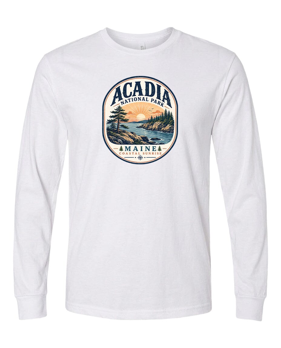 YOUTH Acadia National Park Badge Chest Logo T Shirt | Hoodie | Long Sleeve | Sweatshirt | Crew Neck | Tank Top 2 Fiesta Doodle waterproof vinyl sticker. dishwasher safe outdoor sticker.