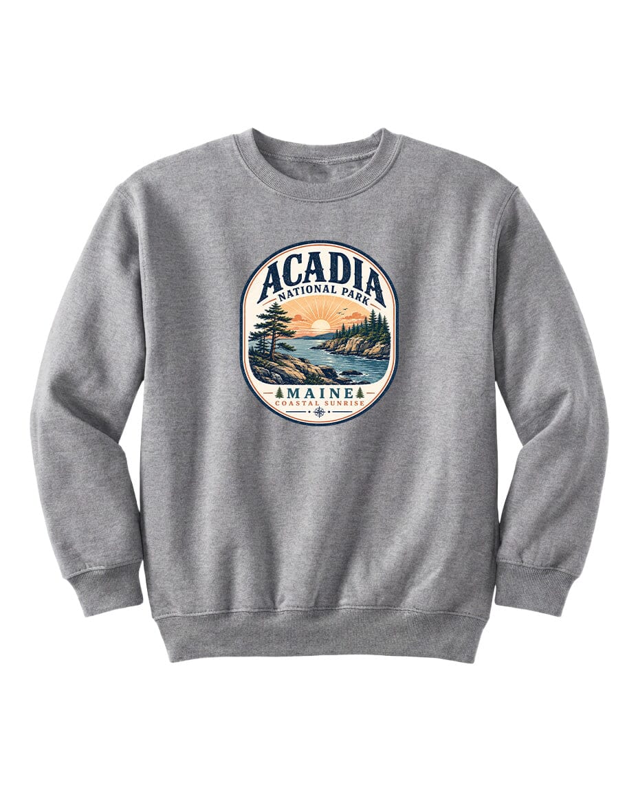 YOUTH Acadia National Park Badge Chest Logo T Shirt | Hoodie | Long Sleeve | Sweatshirt | Crew Neck | Tank Top 2 Fiesta Doodle waterproof vinyl sticker. dishwasher safe outdoor sticker.
