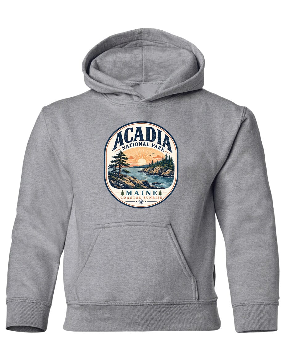 YOUTH Acadia National Park Badge Chest Logo T Shirt | Hoodie | Long Sleeve | Sweatshirt | Crew Neck | Tank Top 2 Fiesta Doodle waterproof vinyl sticker. dishwasher safe outdoor sticker.