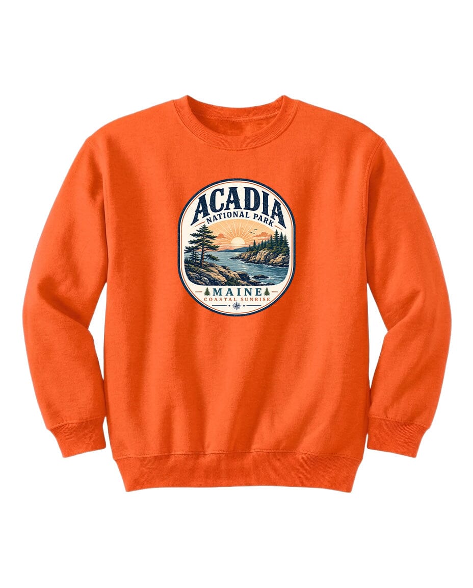 YOUTH Acadia National Park Badge Chest Logo T Shirt | Hoodie | Long Sleeve | Sweatshirt | Crew Neck | Tank Top 2 Fiesta Doodle waterproof vinyl sticker. dishwasher safe outdoor sticker.