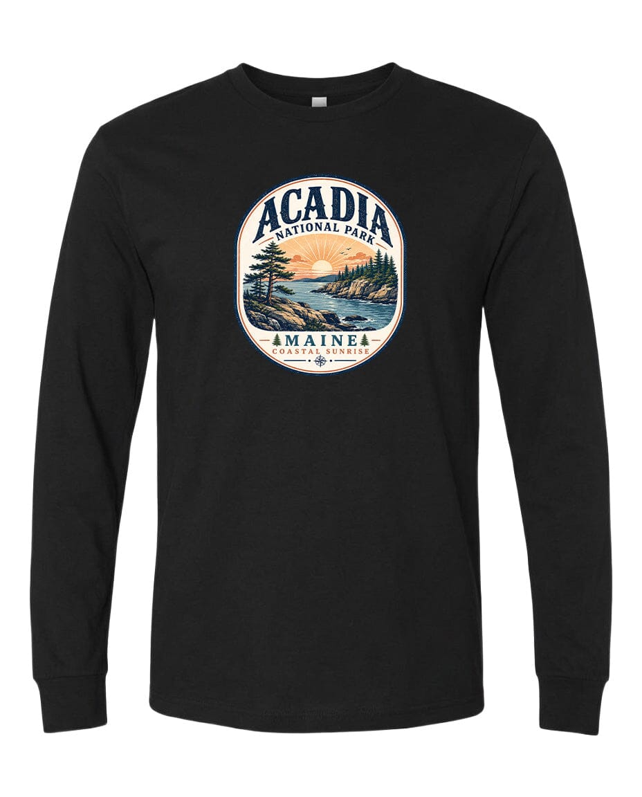 YOUTH Acadia National Park Badge Chest Logo T Shirt | Hoodie | Long Sleeve | Sweatshirt | Crew Neck | Tank Top 2 Fiesta Doodle waterproof vinyl sticker. dishwasher safe outdoor sticker.