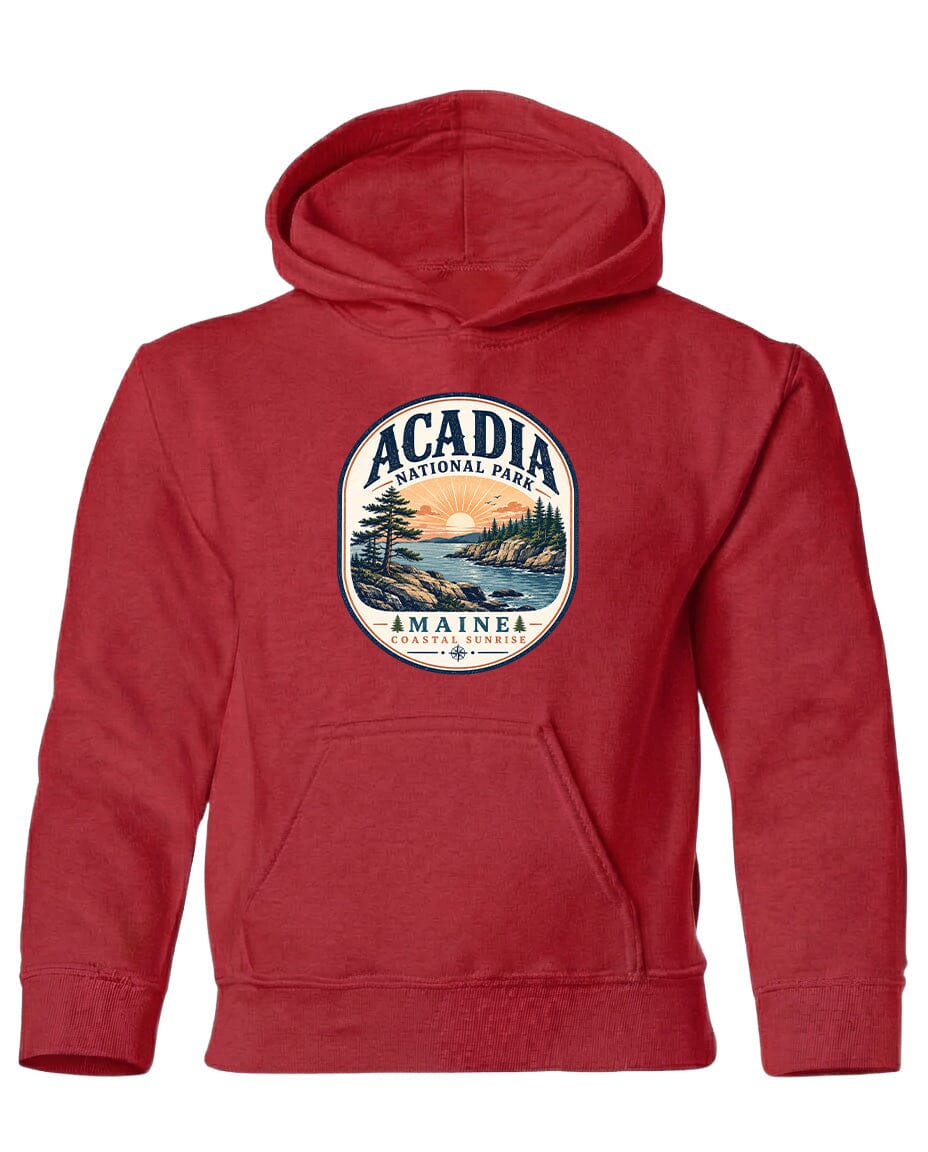 YOUTH Acadia National Park Badge Chest Logo T Shirt | Hoodie | Long Sleeve | Sweatshirt | Crew Neck | Tank Top 2 Fiesta Doodle waterproof vinyl sticker. dishwasher safe outdoor sticker.