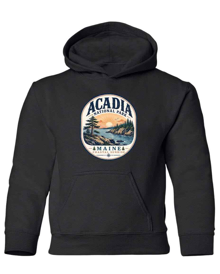 YOUTH Acadia National Park Badge Chest Logo T Shirt | Hoodie | Long Sleeve | Sweatshirt | Crew Neck | Tank Top 2 Fiesta Doodle waterproof vinyl sticker. dishwasher safe outdoor sticker.