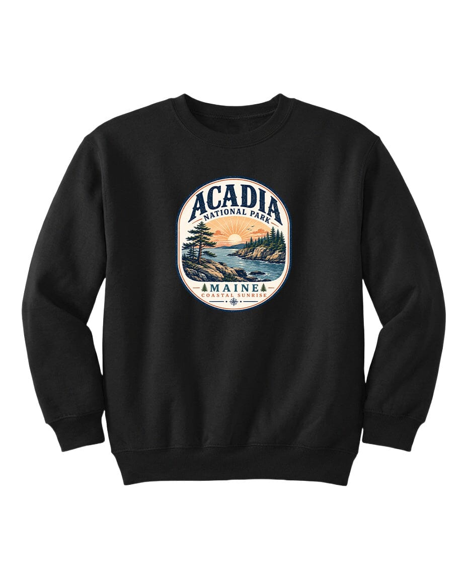YOUTH Acadia National Park Badge Chest Logo T Shirt | Hoodie | Long Sleeve | Sweatshirt | Crew Neck | Tank Top 2 Fiesta Doodle waterproof vinyl sticker. dishwasher safe outdoor sticker.