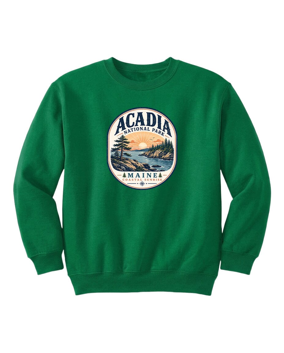 YOUTH Acadia National Park Badge Chest Logo T Shirt | Hoodie | Long Sleeve | Sweatshirt | Crew Neck | Tank Top 2 Fiesta Doodle waterproof vinyl sticker. dishwasher safe outdoor sticker.