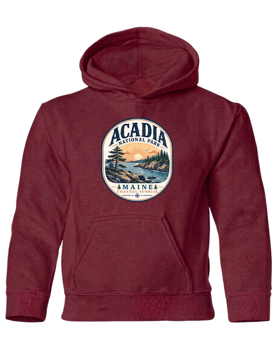 YOUTH Acadia National Park Badge Chest Logo T Shirt | Hoodie | Long Sleeve | Sweatshirt | Crew Neck | Tank Top 2 Fiesta Doodle waterproof vinyl sticker. dishwasher safe outdoor sticker.