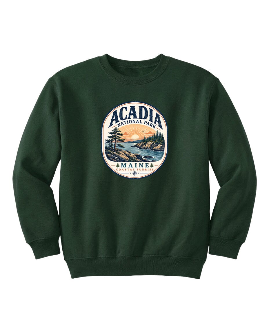 YOUTH Acadia National Park Badge Chest Logo T Shirt | Hoodie | Long Sleeve | Sweatshirt | Crew Neck | Tank Top 2 Fiesta Doodle waterproof vinyl sticker. dishwasher safe outdoor sticker.