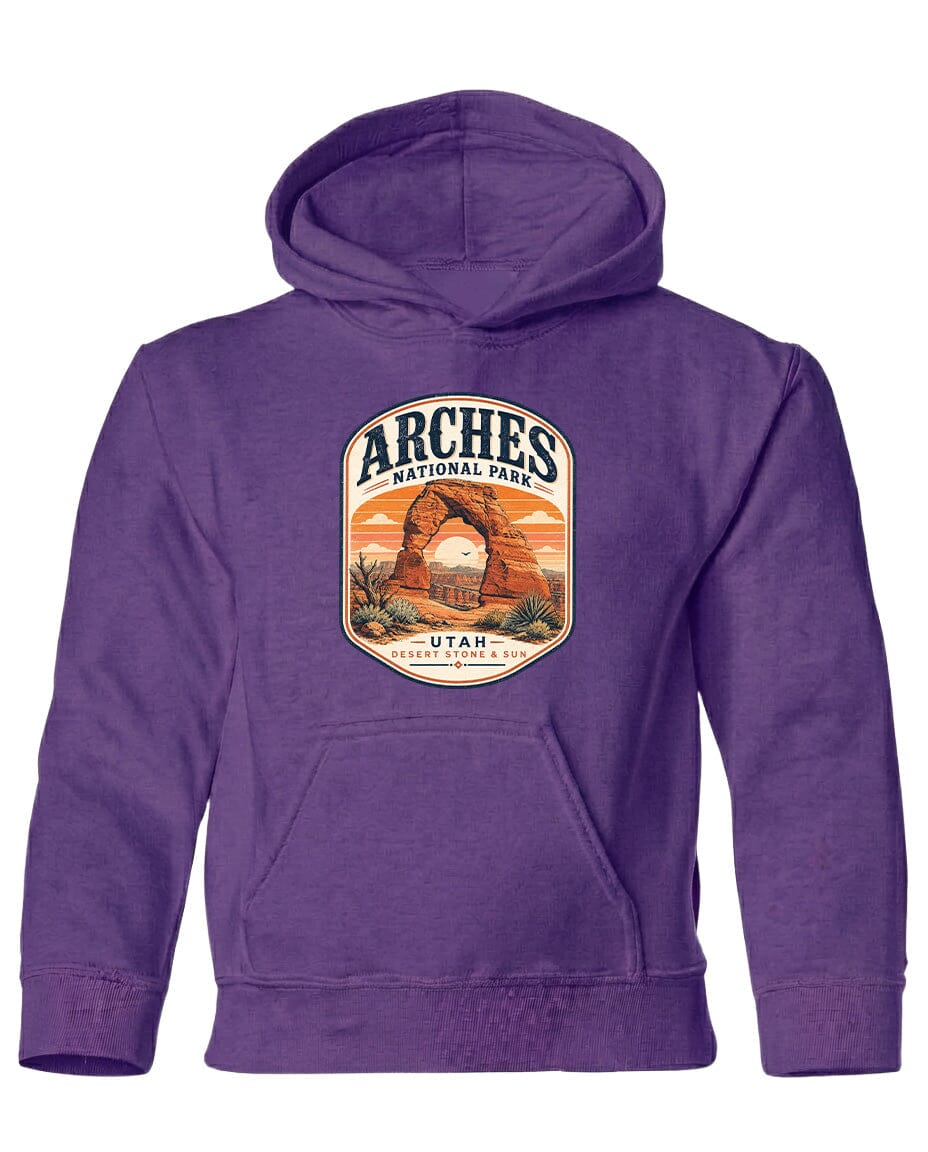 YOUTH Arches National Park Badge Chest Logo T Shirt | Hoodie | Long Sleeve | Sweatshirt | Crew Neck | Tank Top 1 Fiesta Doodle waterproof vinyl sticker. dishwasher safe outdoor sticker.