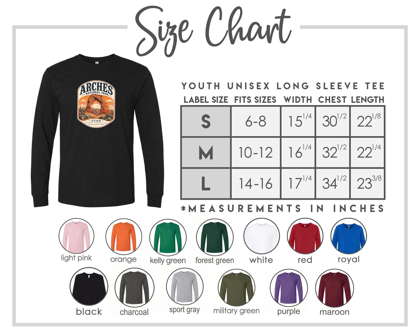 YOUTH Arches National Park Badge Chest Logo T Shirt | Hoodie | Long Sleeve | Sweatshirt | Crew Neck | Tank Top 1 Fiesta Doodle waterproof vinyl sticker. dishwasher safe outdoor sticker.