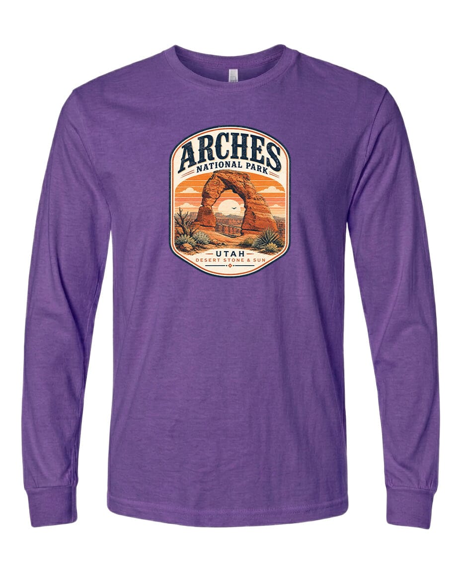 YOUTH Arches National Park Badge Chest Logo T Shirt | Hoodie | Long Sleeve | Sweatshirt | Crew Neck | Tank Top 1 Fiesta Doodle waterproof vinyl sticker. dishwasher safe outdoor sticker.