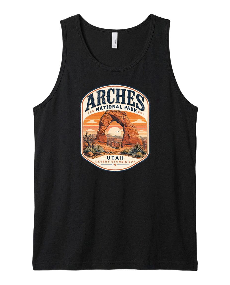 YOUTH Arches National Park Badge Chest Logo T Shirt | Hoodie | Long Sleeve | Sweatshirt | Crew Neck | Tank Top 1 Fiesta Doodle waterproof vinyl sticker. dishwasher safe outdoor sticker.