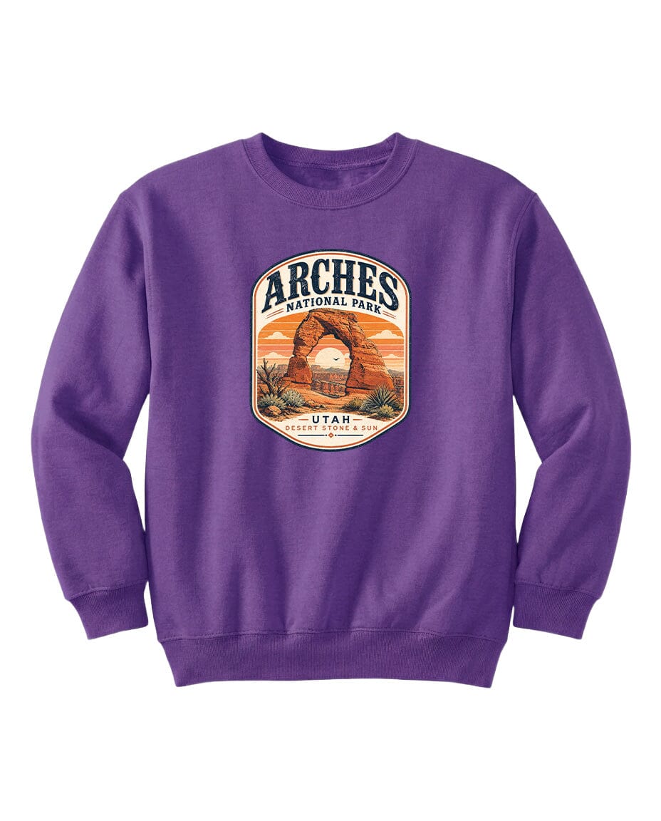 YOUTH Arches National Park Badge Chest Logo T Shirt | Hoodie | Long Sleeve | Sweatshirt | Crew Neck | Tank Top 1 Fiesta Doodle waterproof vinyl sticker. dishwasher safe outdoor sticker.