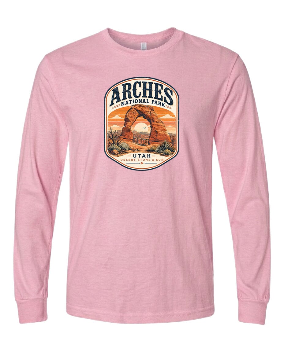 YOUTH Arches National Park Badge Chest Logo T Shirt | Hoodie | Long Sleeve | Sweatshirt | Crew Neck | Tank Top 1 Fiesta Doodle waterproof vinyl sticker. dishwasher safe outdoor sticker.