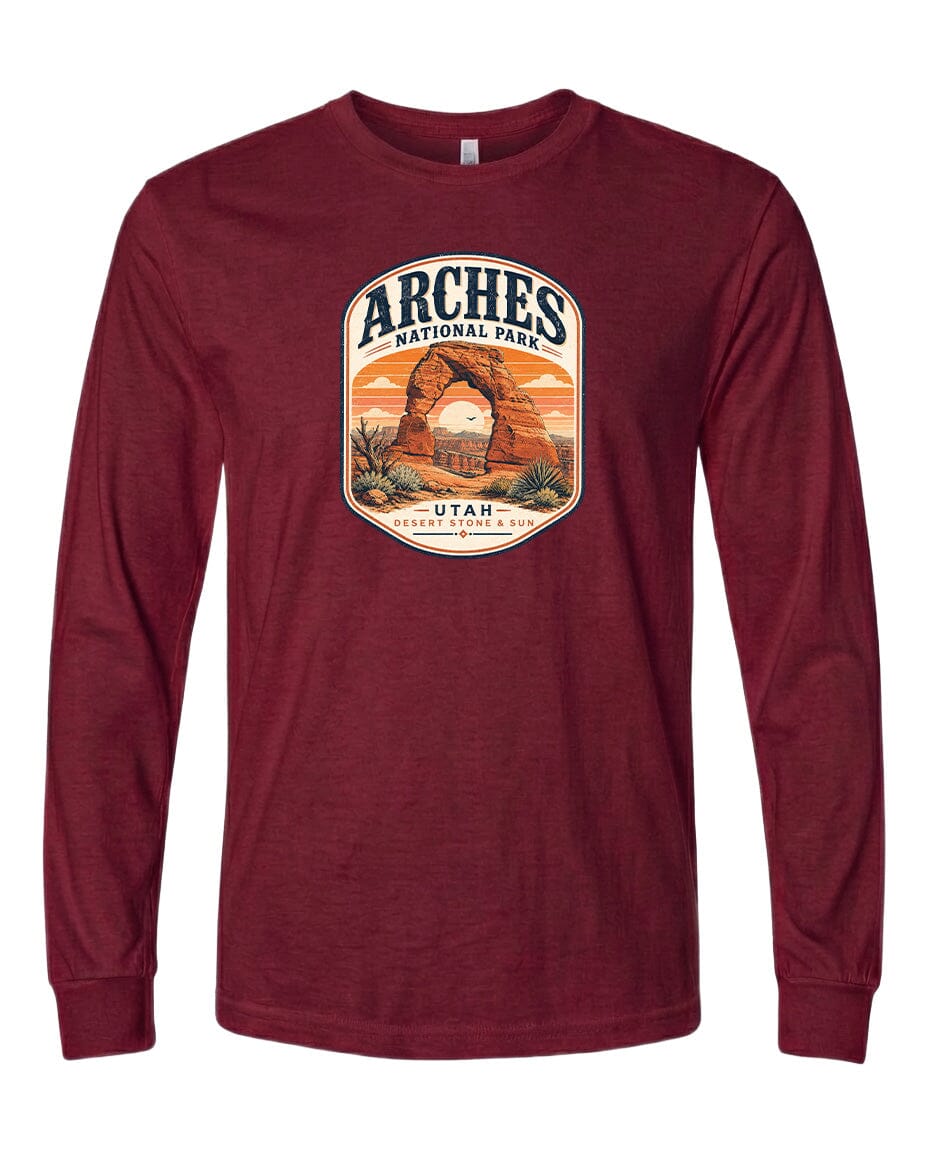 YOUTH Arches National Park Badge Chest Logo T Shirt | Hoodie | Long Sleeve | Sweatshirt | Crew Neck | Tank Top 1 Fiesta Doodle waterproof vinyl sticker. dishwasher safe outdoor sticker.