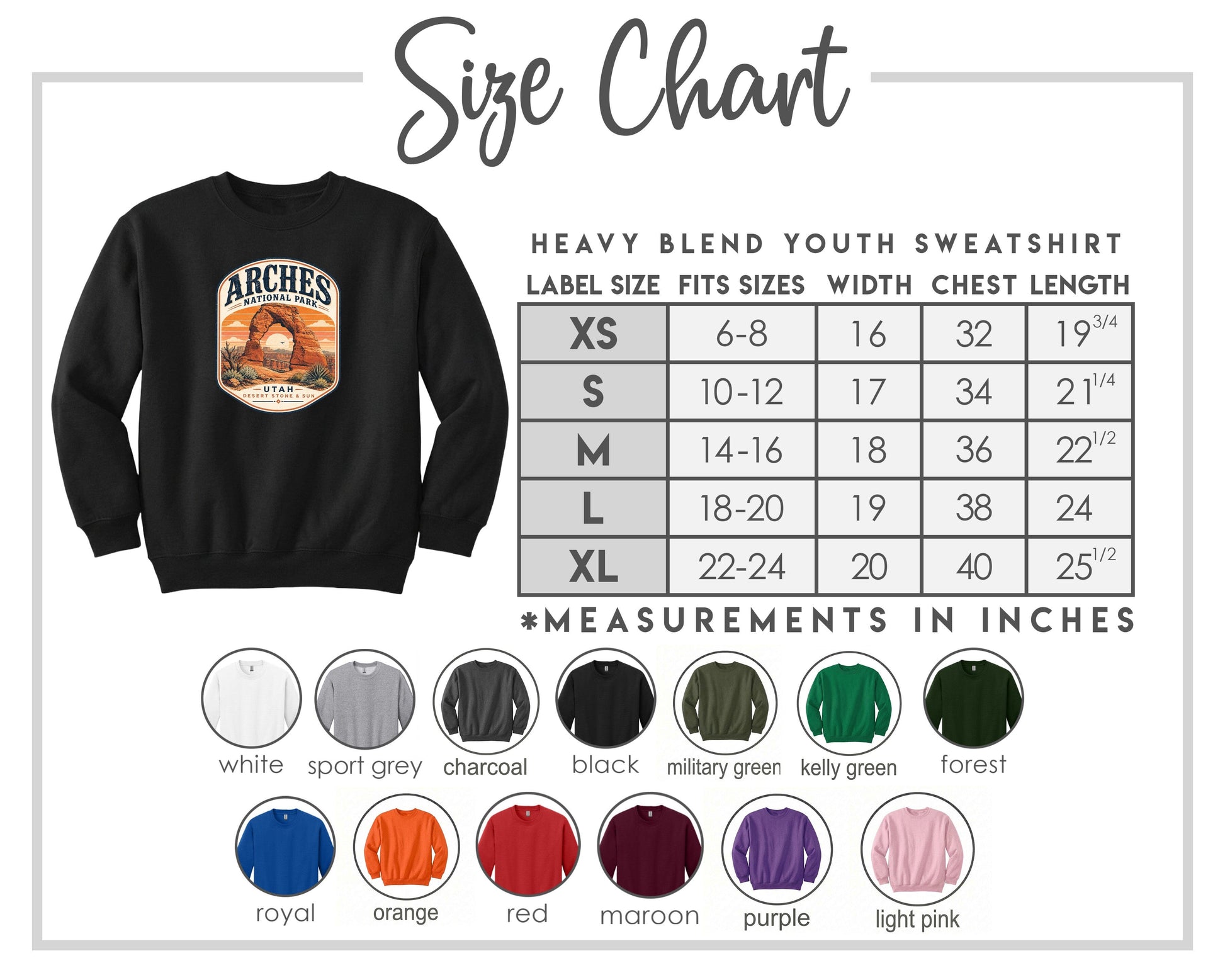 YOUTH Arches National Park Badge Chest Logo T Shirt | Hoodie | Long Sleeve | Sweatshirt | Crew Neck | Tank Top 1 Fiesta Doodle waterproof vinyl sticker. dishwasher safe outdoor sticker.