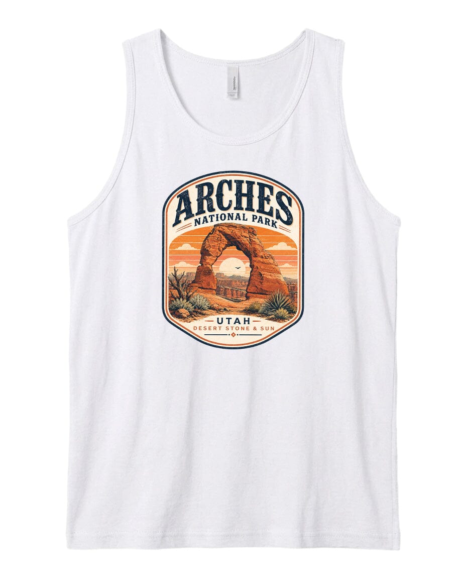 YOUTH Arches National Park Badge Chest Logo T Shirt | Hoodie | Long Sleeve | Sweatshirt | Crew Neck | Tank Top 1 Fiesta Doodle waterproof vinyl sticker. dishwasher safe outdoor sticker.