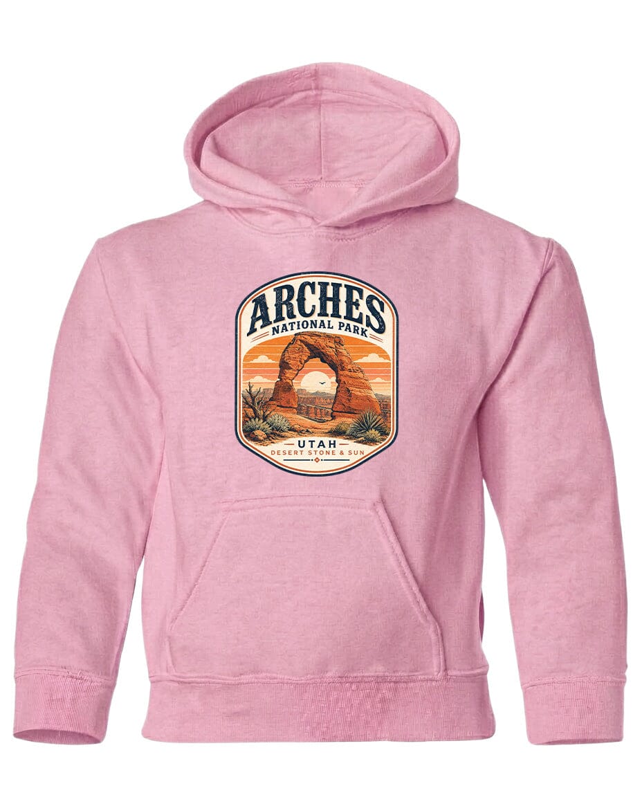 YOUTH Arches National Park Badge Chest Logo T Shirt | Hoodie | Long Sleeve | Sweatshirt | Crew Neck | Tank Top 1 Fiesta Doodle waterproof vinyl sticker. dishwasher safe outdoor sticker.