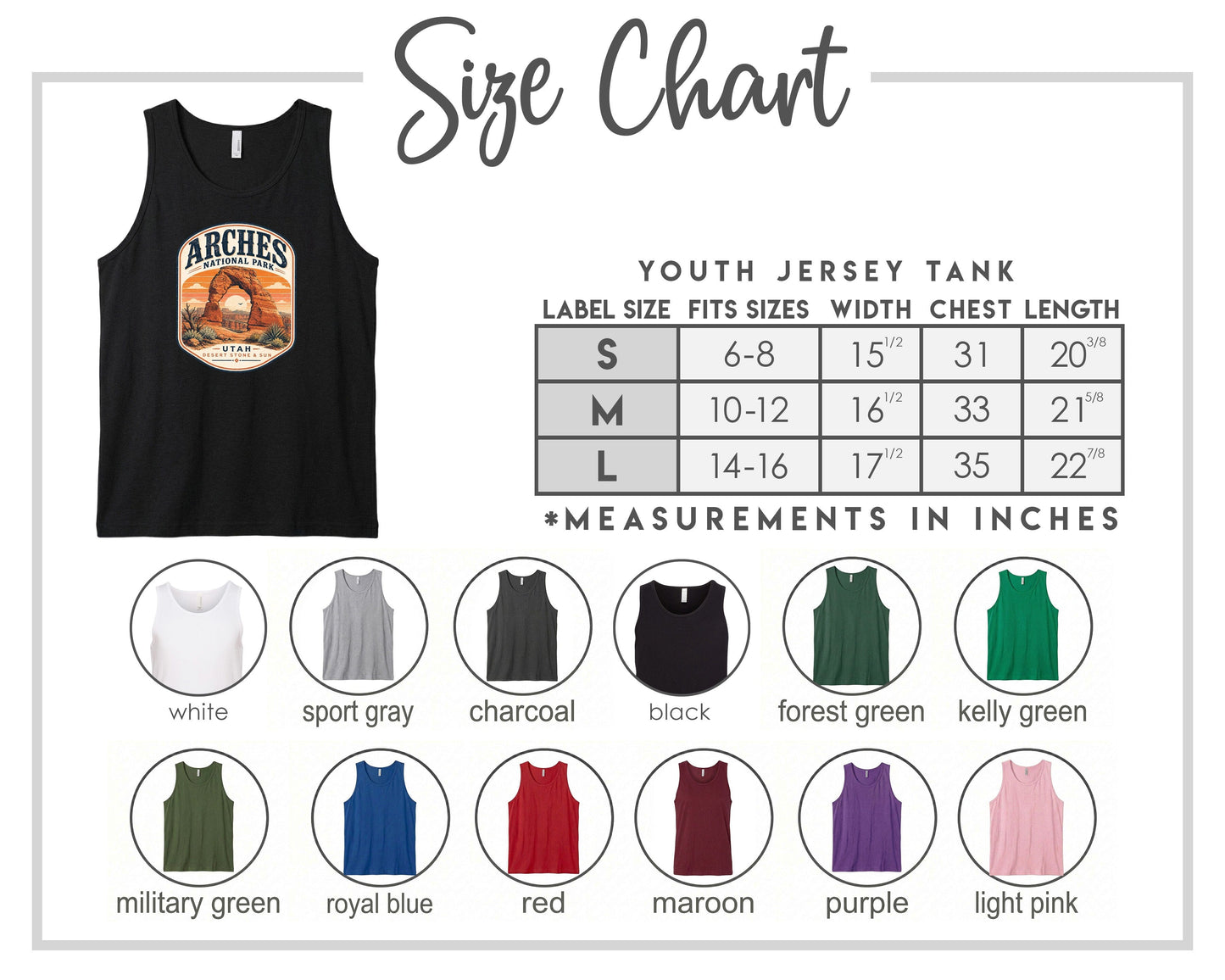 YOUTH Arches National Park Badge Chest Logo T Shirt | Hoodie | Long Sleeve | Sweatshirt | Crew Neck | Tank Top 1 Fiesta Doodle waterproof vinyl sticker. dishwasher safe outdoor sticker.