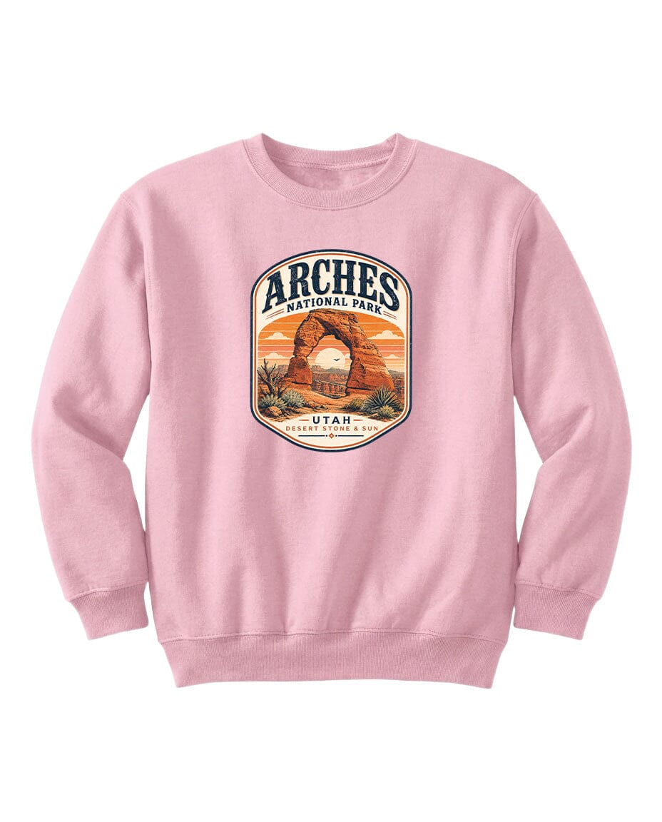 YOUTH Arches National Park Badge Chest Logo T Shirt | Hoodie | Long Sleeve | Sweatshirt | Crew Neck | Tank Top 1 Fiesta Doodle waterproof vinyl sticker. dishwasher safe outdoor sticker.