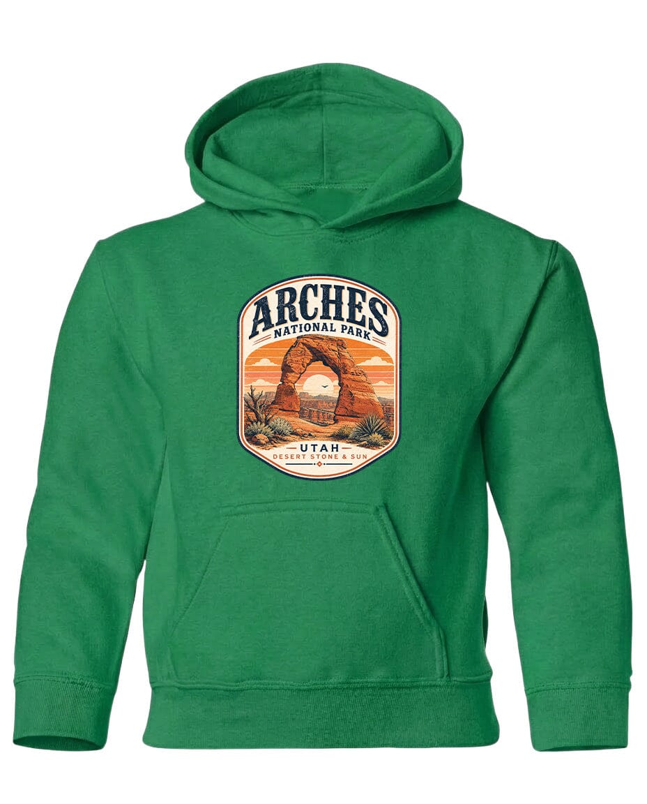 YOUTH Arches National Park Badge Chest Logo T Shirt | Hoodie | Long Sleeve | Sweatshirt | Crew Neck | Tank Top 1 Fiesta Doodle waterproof vinyl sticker. dishwasher safe outdoor sticker.