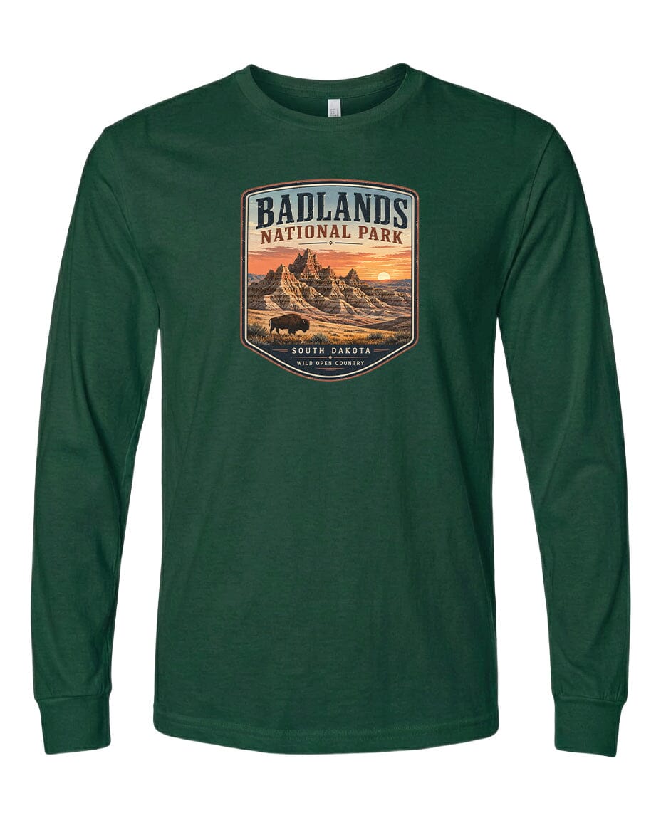 YOUTH Badlands National Park Badge Chest Logo T Shirt | Hoodie | Long Sleeve | Sweatshirt | Crew Neck | Tank Top 1 Fiesta Doodle waterproof vinyl sticker. dishwasher safe outdoor sticker.
