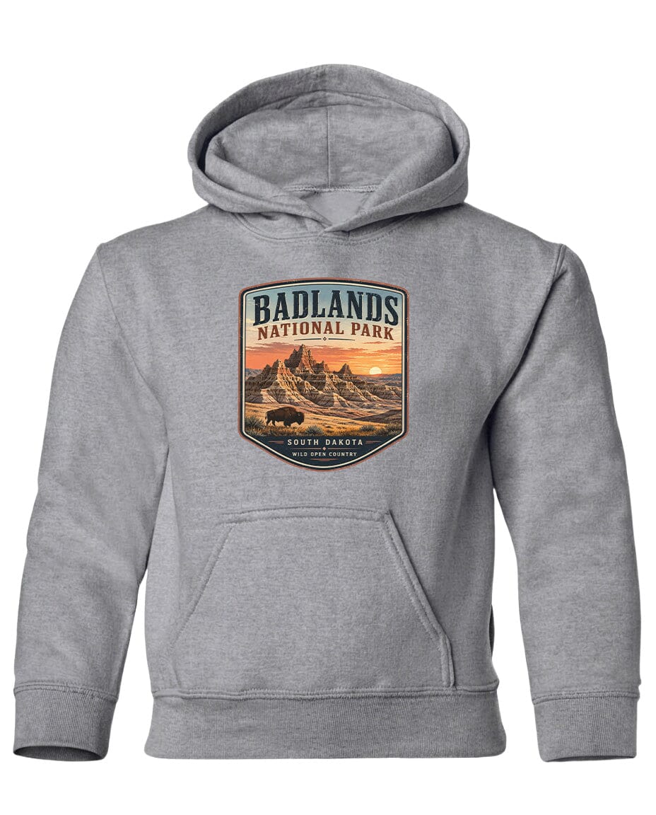 YOUTH Badlands National Park Badge Chest Logo T Shirt | Hoodie | Long Sleeve | Sweatshirt | Crew Neck | Tank Top 1 Fiesta Doodle waterproof vinyl sticker. dishwasher safe outdoor sticker.