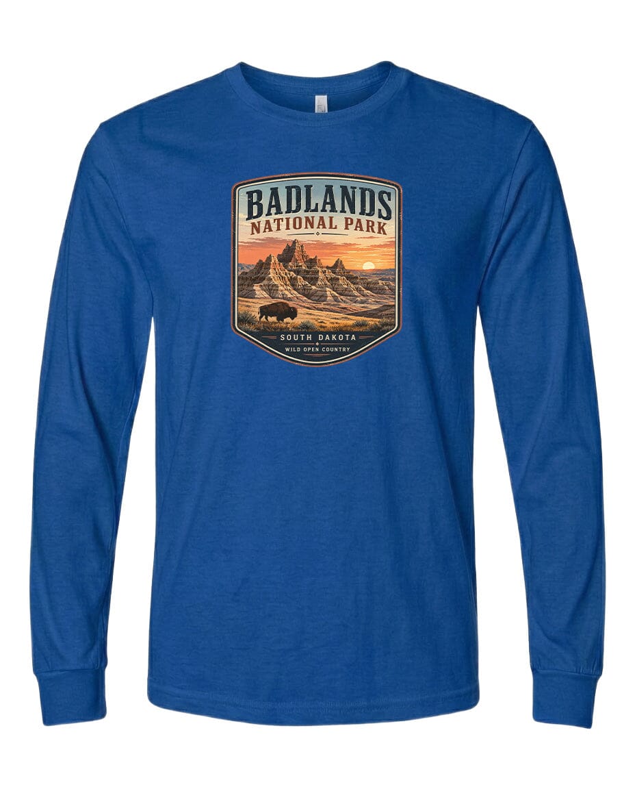 YOUTH Badlands National Park Badge Chest Logo T Shirt | Hoodie | Long Sleeve | Sweatshirt | Crew Neck | Tank Top 1 Fiesta Doodle waterproof vinyl sticker. dishwasher safe outdoor sticker.