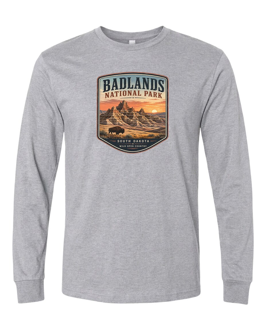 YOUTH Badlands National Park Badge Chest Logo T Shirt | Hoodie | Long Sleeve | Sweatshirt | Crew Neck | Tank Top 1 Fiesta Doodle waterproof vinyl sticker. dishwasher safe outdoor sticker.