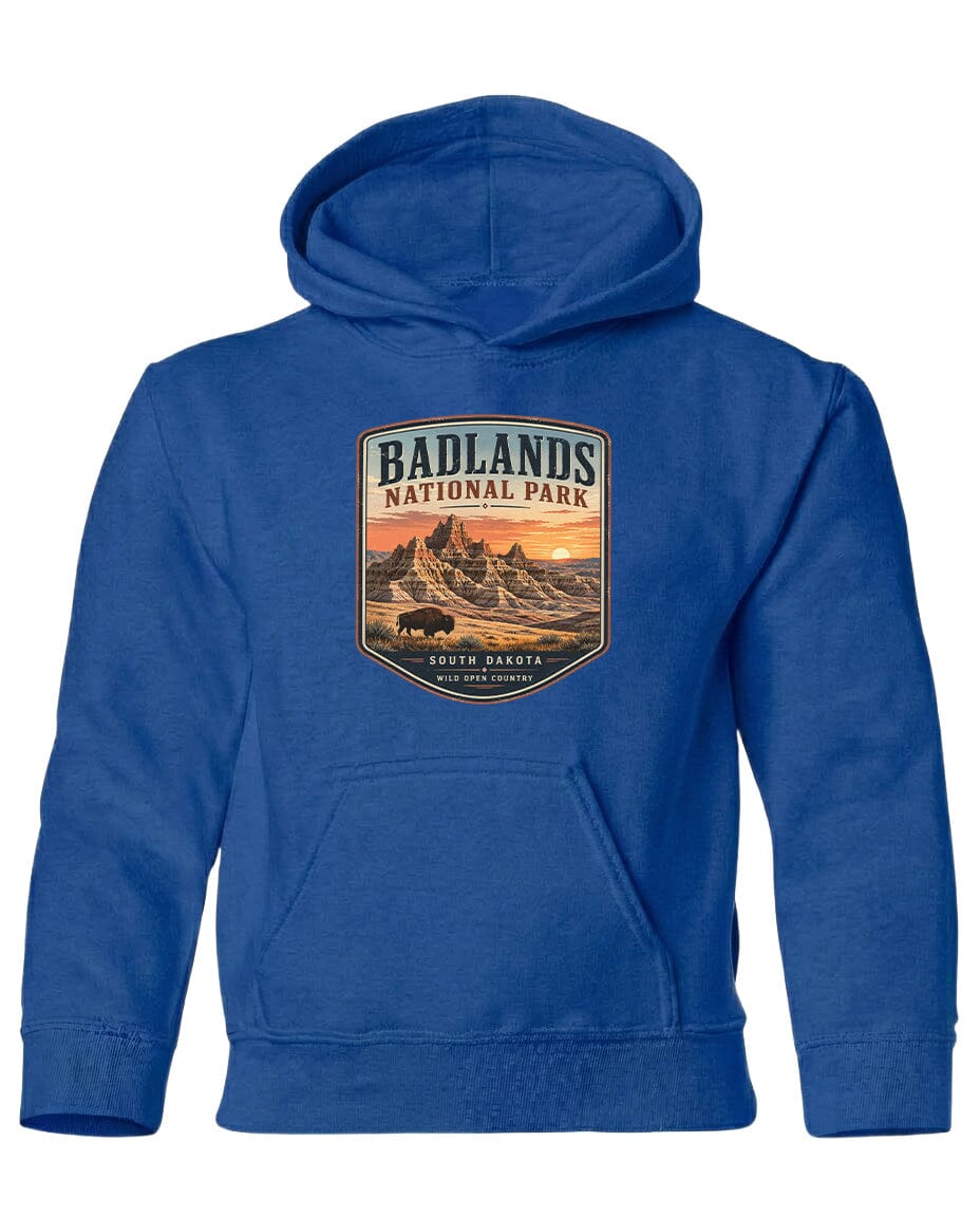 YOUTH Badlands National Park Badge Chest Logo T Shirt | Hoodie | Long Sleeve | Sweatshirt | Crew Neck | Tank Top 1 Fiesta Doodle waterproof vinyl sticker. dishwasher safe outdoor sticker.