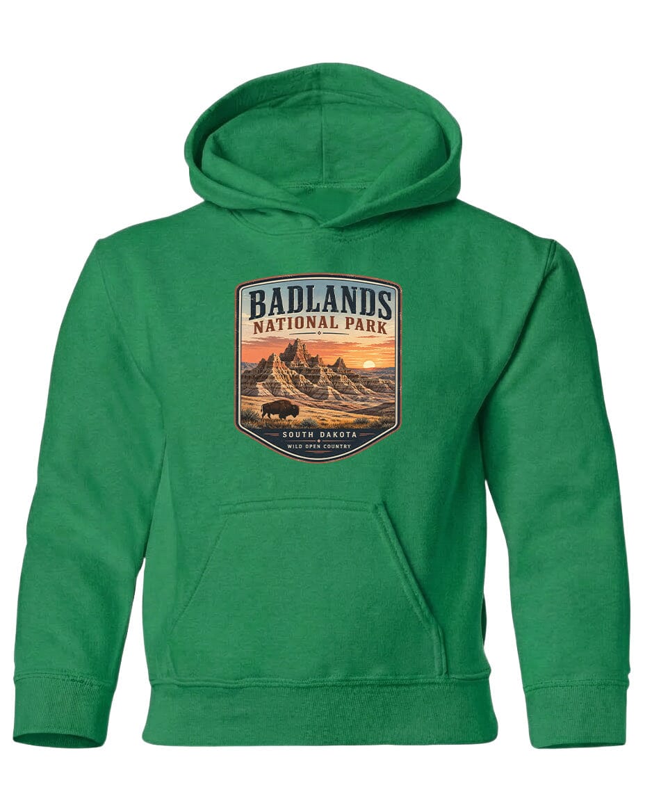 YOUTH Badlands National Park Badge Chest Logo T Shirt | Hoodie | Long Sleeve | Sweatshirt | Crew Neck | Tank Top 1 Fiesta Doodle waterproof vinyl sticker. dishwasher safe outdoor sticker.