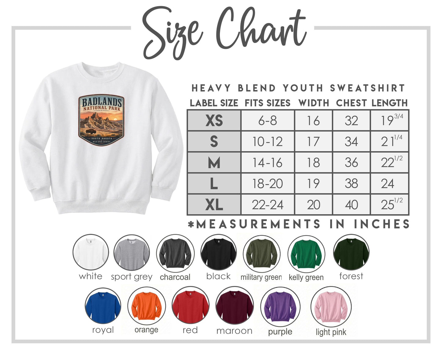 YOUTH Badlands National Park Badge Chest Logo T Shirt | Hoodie | Long Sleeve | Sweatshirt | Crew Neck | Tank Top 1 Fiesta Doodle waterproof vinyl sticker. dishwasher safe outdoor sticker.