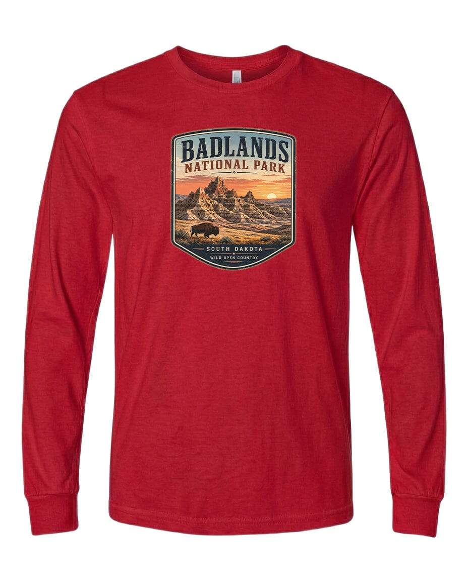 YOUTH Badlands National Park Badge Chest Logo T Shirt | Hoodie | Long Sleeve | Sweatshirt | Crew Neck | Tank Top 1 Fiesta Doodle waterproof vinyl sticker. dishwasher safe outdoor sticker.