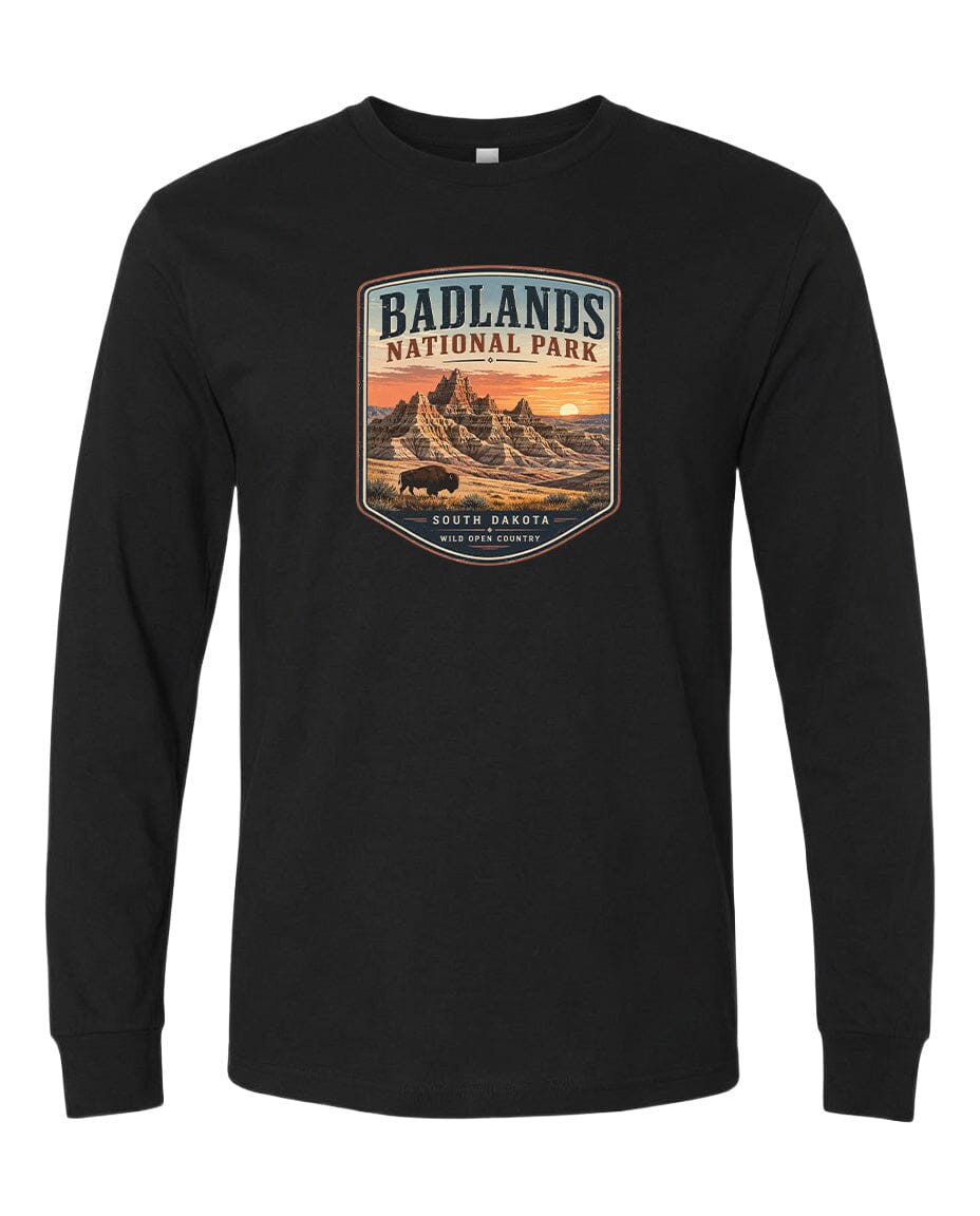 YOUTH Badlands National Park Badge Chest Logo T Shirt | Hoodie | Long Sleeve | Sweatshirt | Crew Neck | Tank Top 1 Fiesta Doodle waterproof vinyl sticker. dishwasher safe outdoor sticker.