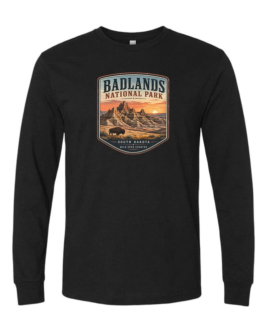 YOUTH Badlands National Park Badge Chest Logo T Shirt | Hoodie | Long Sleeve | Sweatshirt | Crew Neck | Tank Top 1 Fiesta Doodle waterproof vinyl sticker. dishwasher safe outdoor sticker.