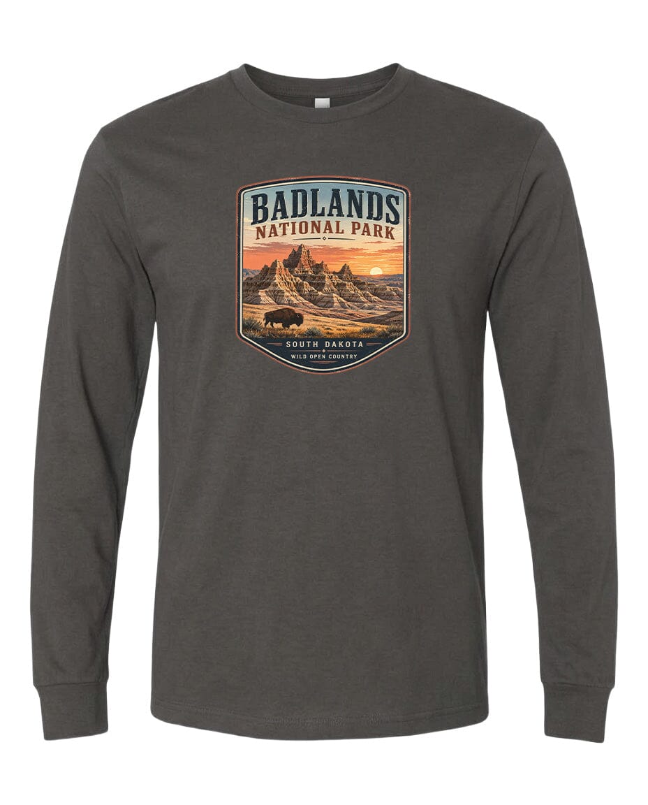 YOUTH Badlands National Park Badge Chest Logo T Shirt | Hoodie | Long Sleeve | Sweatshirt | Crew Neck | Tank Top 1 Fiesta Doodle waterproof vinyl sticker. dishwasher safe outdoor sticker.