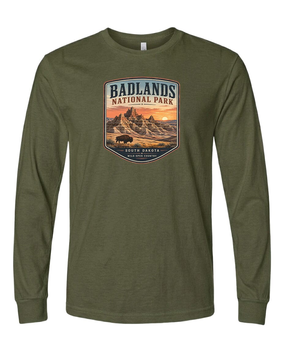YOUTH Badlands National Park Badge Chest Logo T Shirt | Hoodie | Long Sleeve | Sweatshirt | Crew Neck | Tank Top 1 Fiesta Doodle waterproof vinyl sticker. dishwasher safe outdoor sticker.