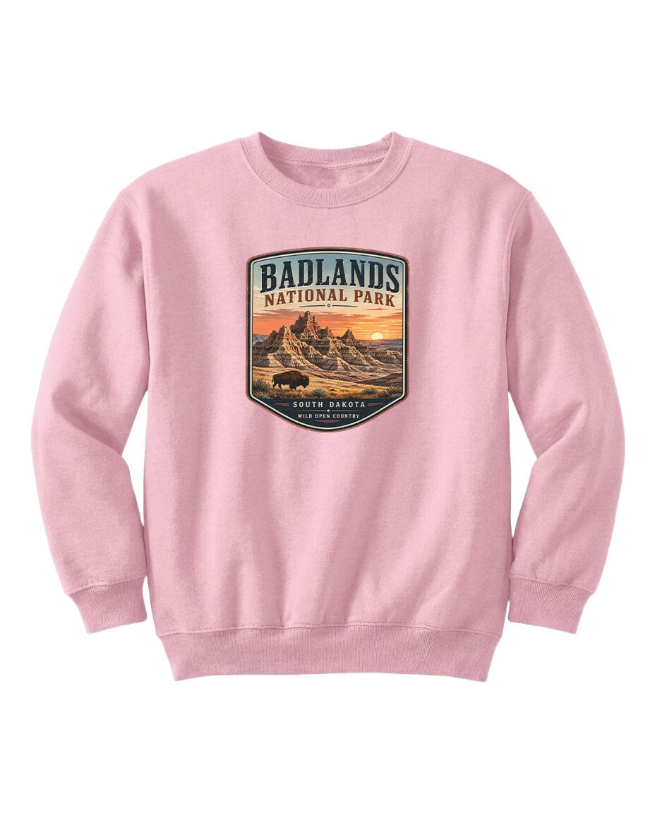 YOUTH Badlands National Park Badge Chest Logo T Shirt | Hoodie | Long Sleeve | Sweatshirt | Crew Neck | Tank Top 1 Fiesta Doodle waterproof vinyl sticker. dishwasher safe outdoor sticker.