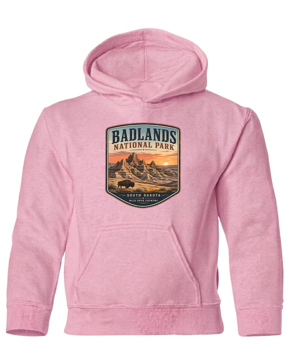 YOUTH Badlands National Park Badge Chest Logo T Shirt | Hoodie | Long Sleeve | Sweatshirt | Crew Neck | Tank Top 1 Fiesta Doodle waterproof vinyl sticker. dishwasher safe outdoor sticker.