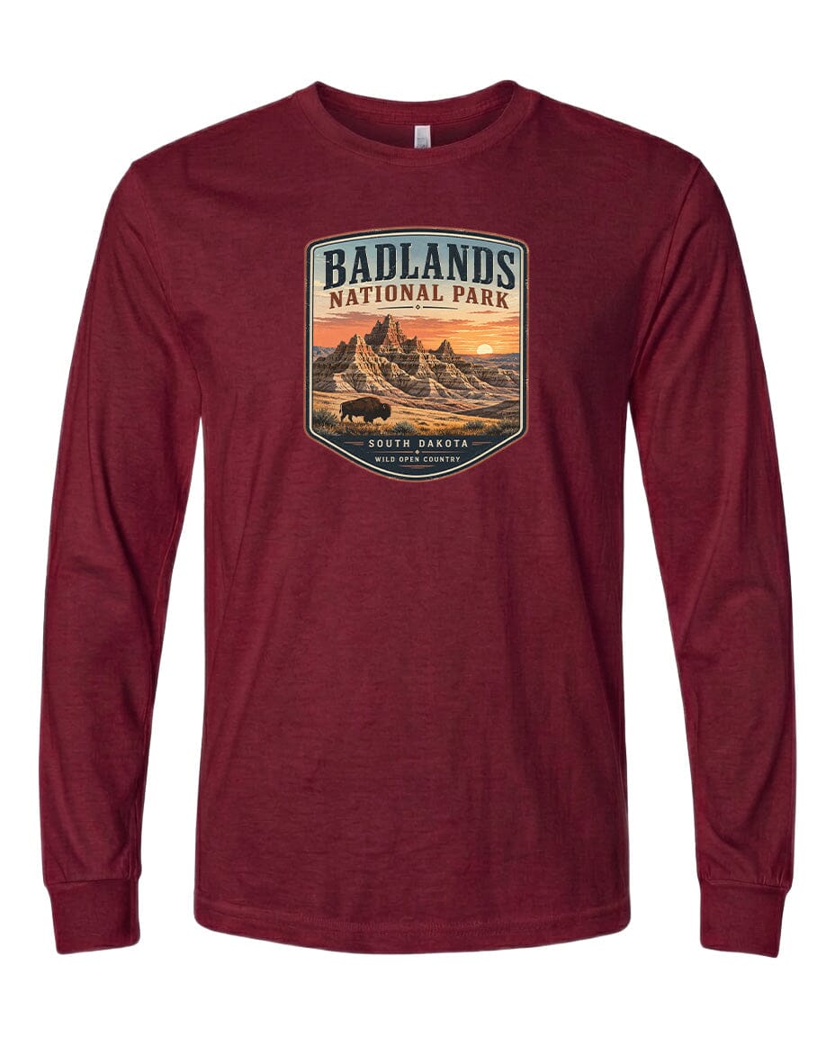 YOUTH Badlands National Park Badge Chest Logo T Shirt | Hoodie | Long Sleeve | Sweatshirt | Crew Neck | Tank Top 1 Fiesta Doodle waterproof vinyl sticker. dishwasher safe outdoor sticker.