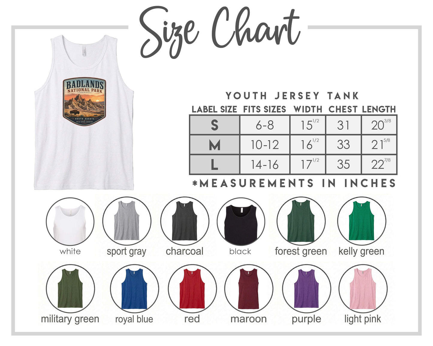 YOUTH Badlands National Park Badge Chest Logo T Shirt | Hoodie | Long Sleeve | Sweatshirt | Crew Neck | Tank Top 1 Fiesta Doodle waterproof vinyl sticker. dishwasher safe outdoor sticker.