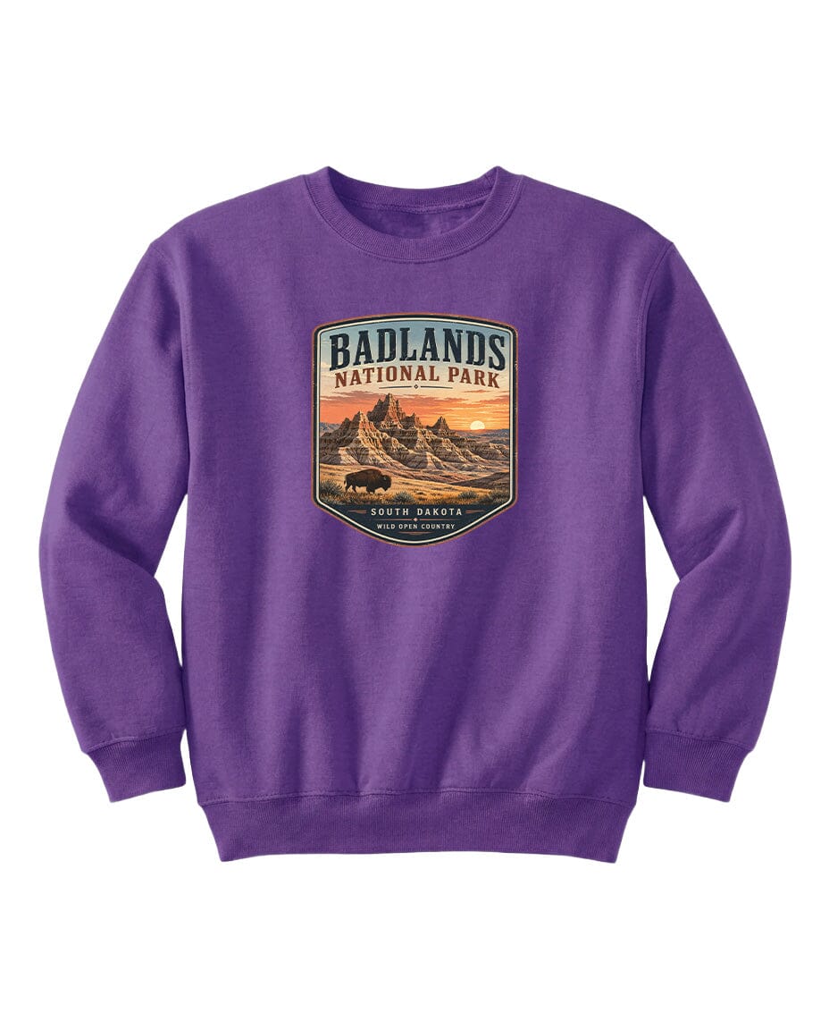 YOUTH Badlands National Park Badge Chest Logo T Shirt | Hoodie | Long Sleeve | Sweatshirt | Crew Neck | Tank Top 1 Fiesta Doodle waterproof vinyl sticker. dishwasher safe outdoor sticker.