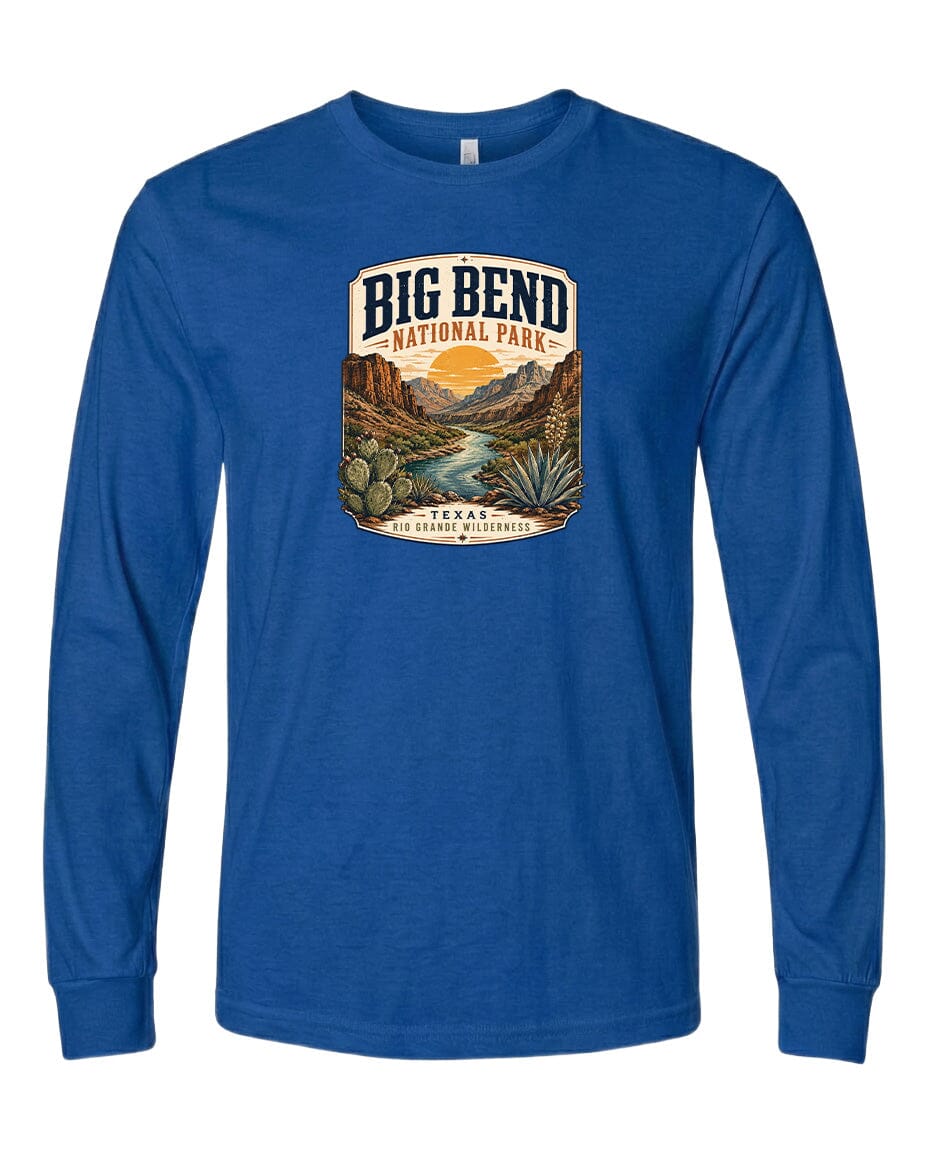 YOUTH Big Bend National Park Badge Chest Logo T Shirt | Hoodie | Long Sleeve | Sweatshirt | Crew Neck | Tank Top 1 Fiesta Doodle waterproof vinyl sticker. dishwasher safe outdoor sticker.