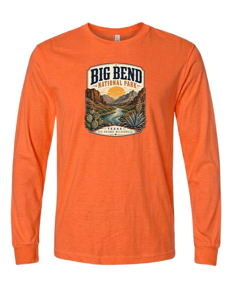 YOUTH Big Bend National Park Badge Chest Logo T Shirt | Hoodie | Long Sleeve | Sweatshirt | Crew Neck | Tank Top 1 Fiesta Doodle waterproof vinyl sticker. dishwasher safe outdoor sticker.