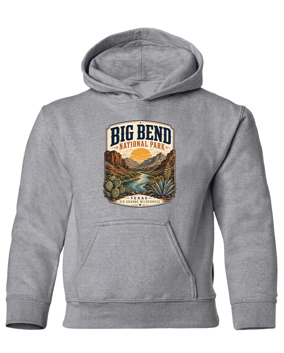 YOUTH Big Bend National Park Badge Chest Logo T Shirt | Hoodie | Long Sleeve | Sweatshirt | Crew Neck | Tank Top 1 Fiesta Doodle waterproof vinyl sticker. dishwasher safe outdoor sticker.